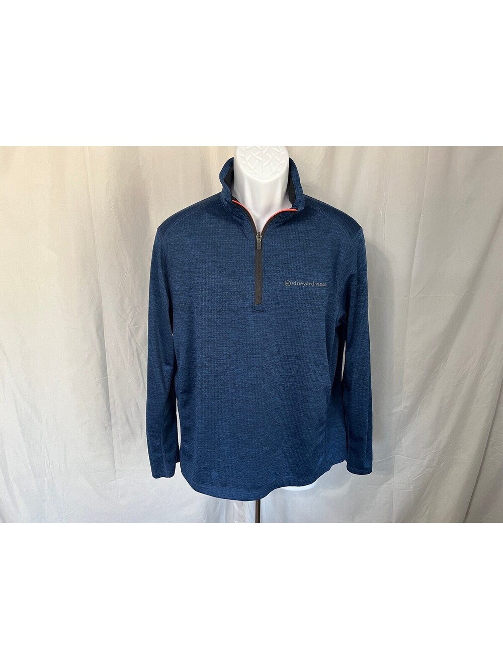 Vineyard Vines Men's Blue Marled Sankaty OTG 1/4 Zip Pullover Jacket M Shirt